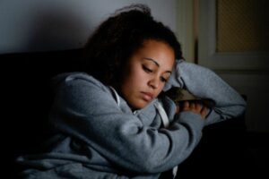 Woman with social anxiety disorder